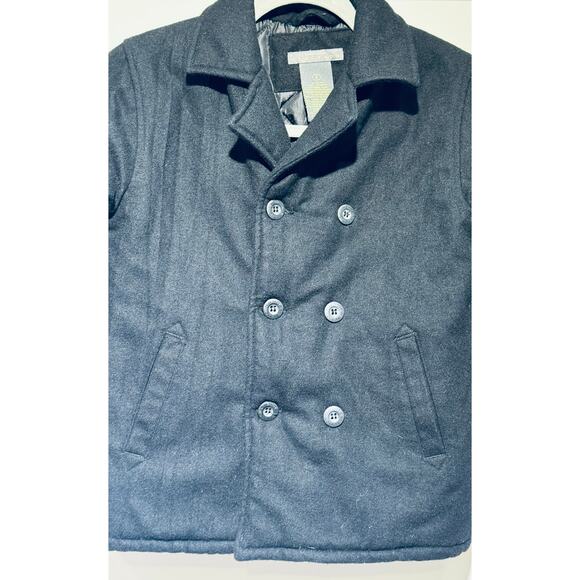 Kenneth Cole Reaction Wool Blend Black Double Breasted & Pockets Coat Boys Sz 4 - Picture 4 of 12